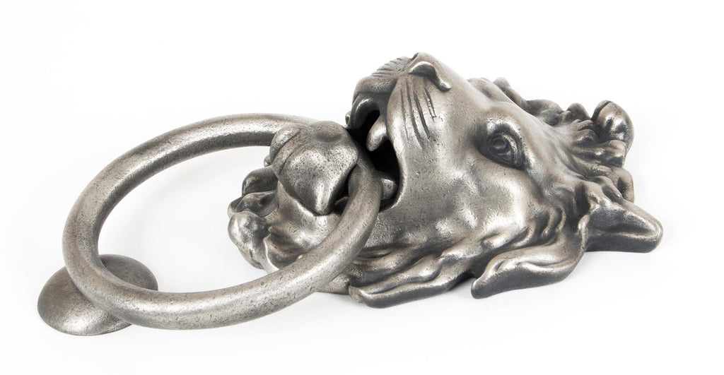 From The Anvil's Antique Pewter Lion's Head Door Knocker