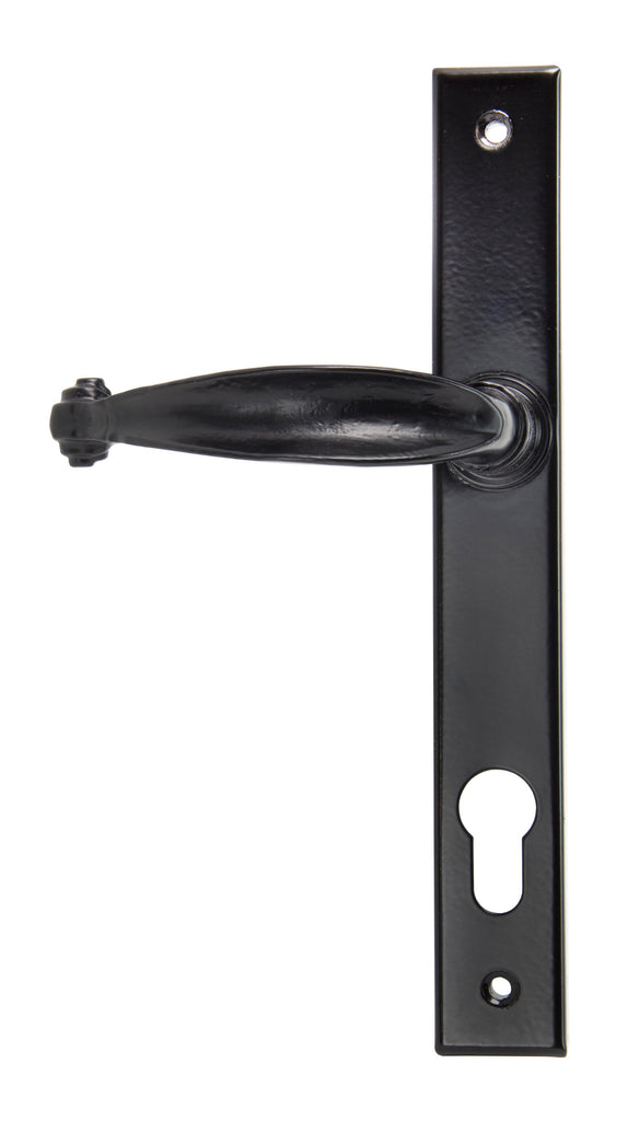 From The Anvil's Black Cottage Slimline Lever Espag. Lock Set