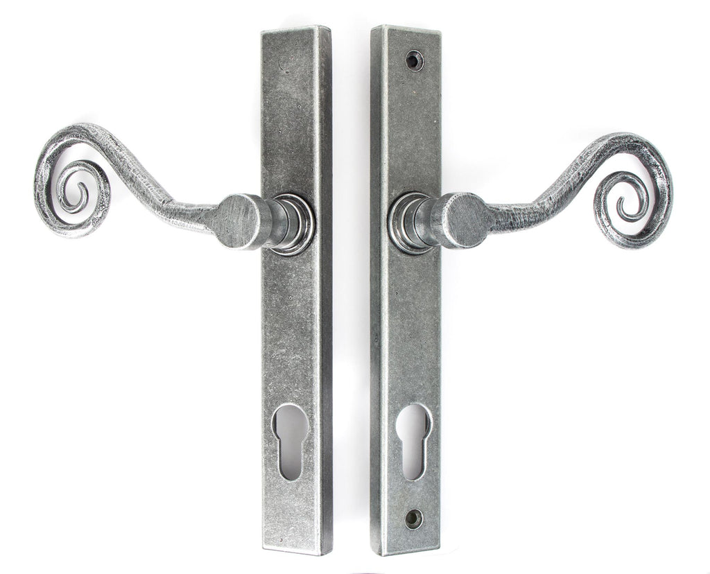 From The Anvil's Pewter Patina Monkeytail Slimline Lever Espag. Lock Set