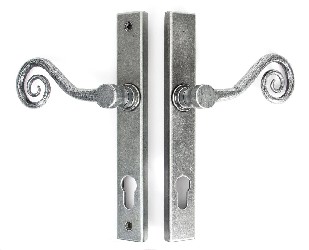 From The Anvil's Pewter Patina Monkeytail Slimline Lever Espag. Lock Set