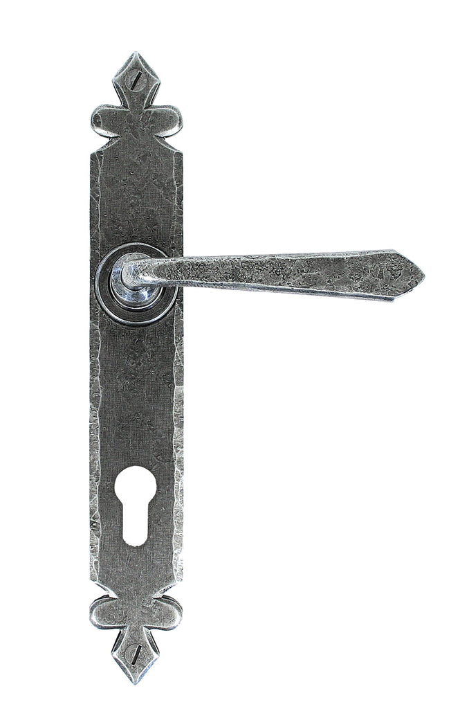 From The Anvil's Pewter Patina Cromwell Lever Espag. Lock Set