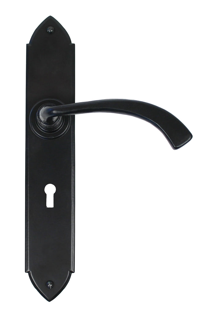 From The Anvil's Black Gothic Curved Lever Lock Set