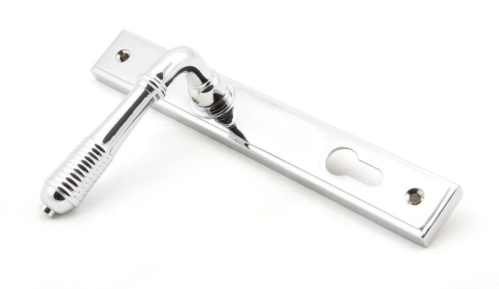 From The Anvil's Polished Chrome Reeded Slimline Lever Espag. Lock Set