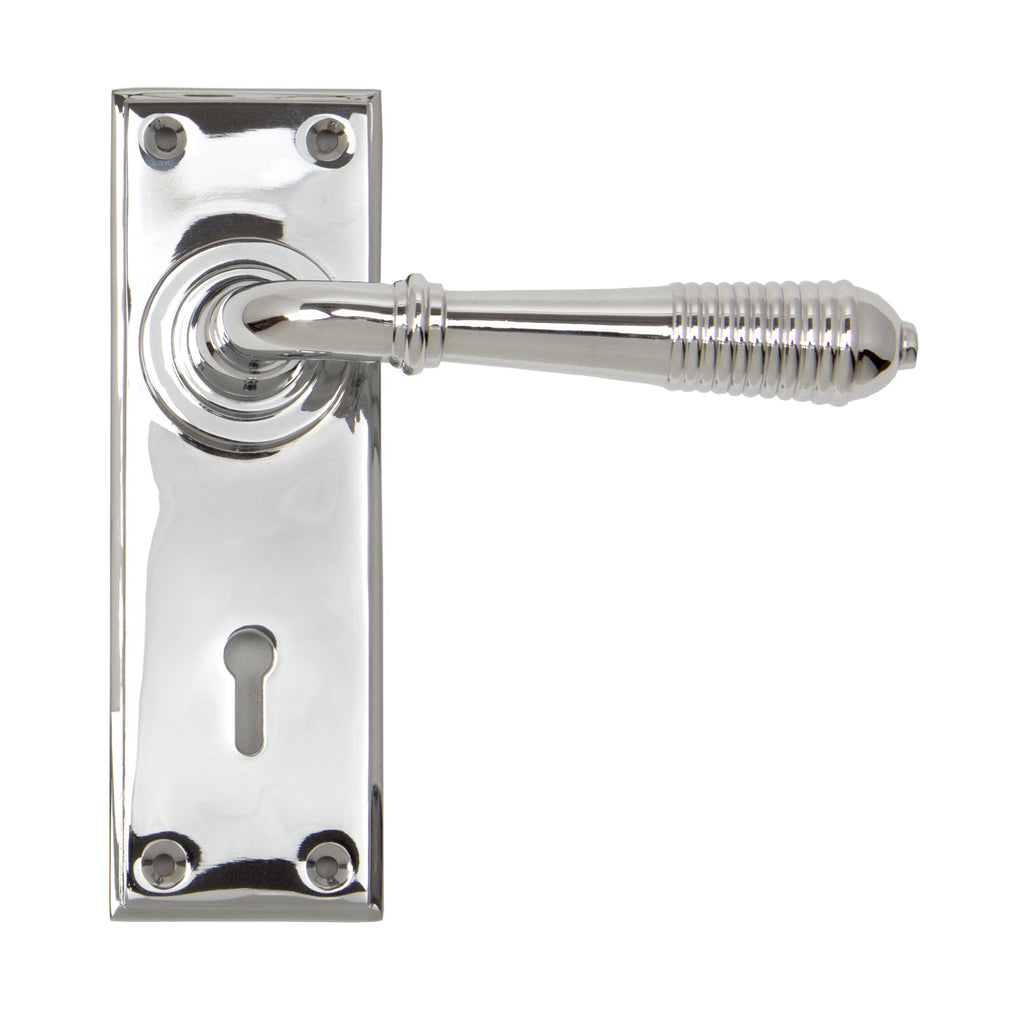 From The Anvil's Polished Chrome Reeded Lever Lock Set