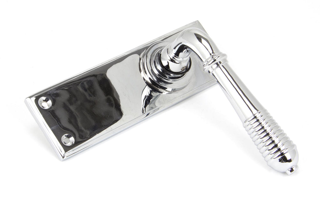 From The Anvil's Polished Chrome Reeded Lever Latch Set