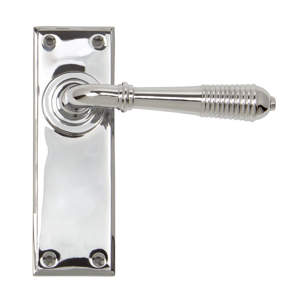 From The Anvil's Polished Chrome Reeded Lever Latch Set