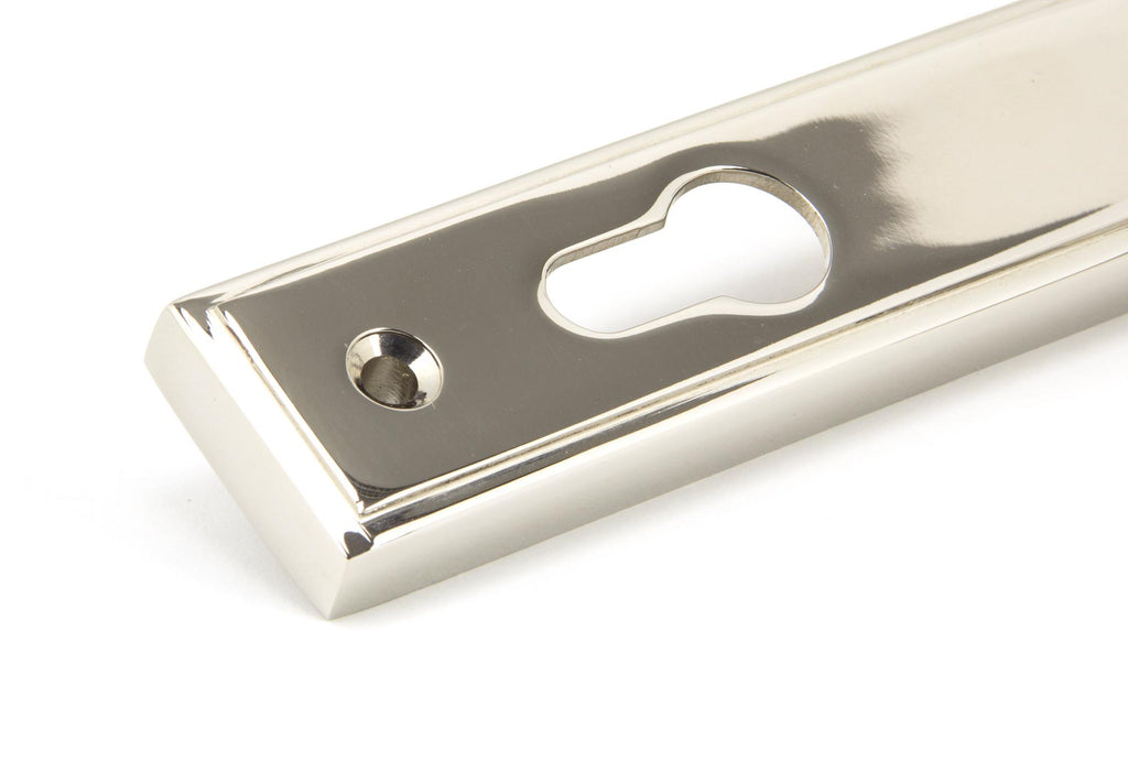 From The Anvil's Polished Nickel Reeded Slimline Lever Espag. Lock Set