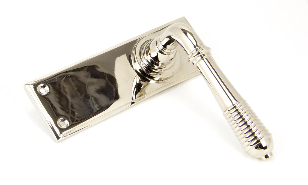 From The Anvil's Polished Nickel Reeded Lever Latch Set