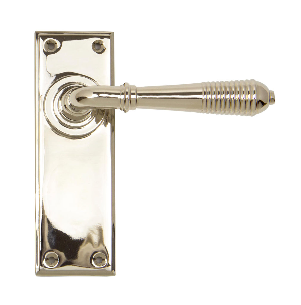 From The Anvil's Polished Nickel Reeded Lever Latch Set