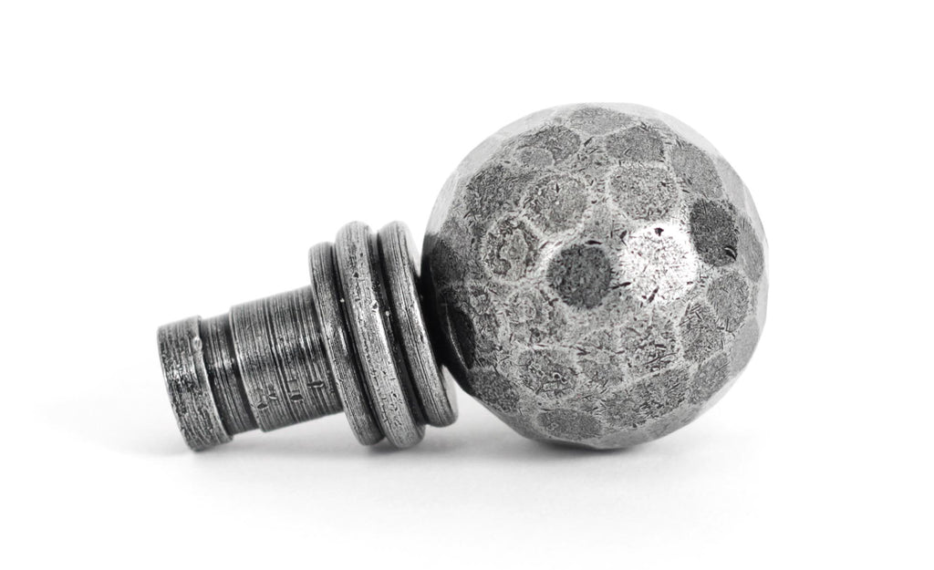 From The Anvil's Pewter Patina Hammered Ball Curtain Finial (pair)