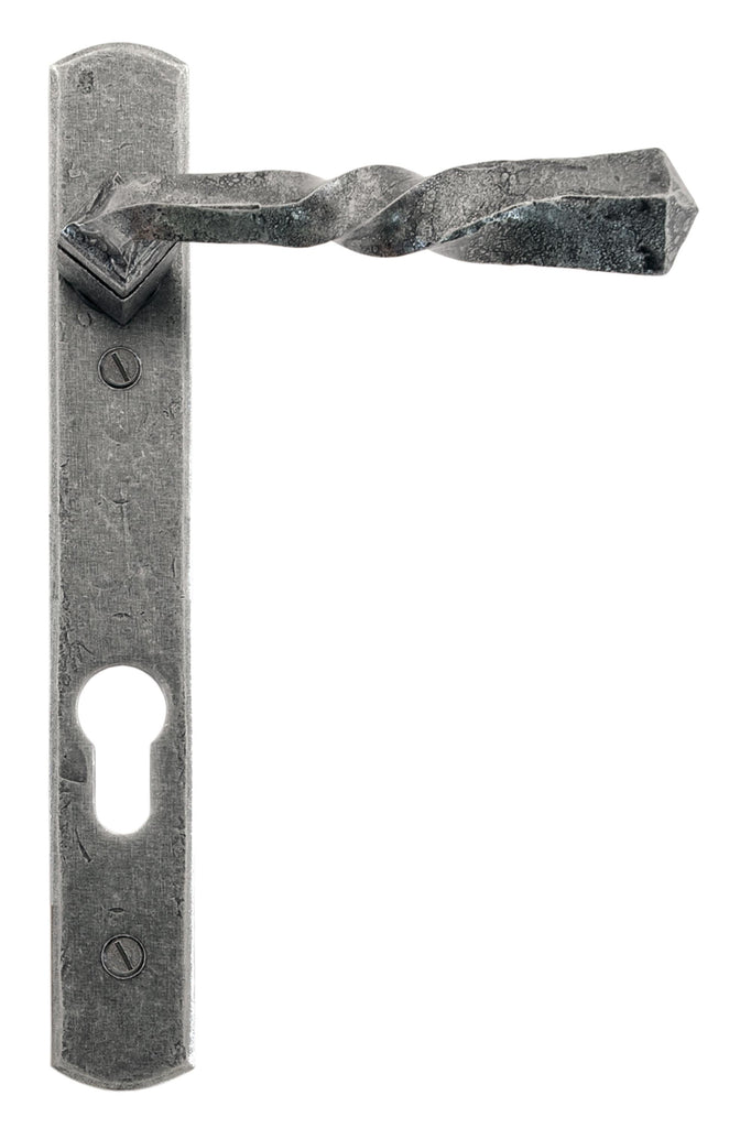 From The Anvil's Pewter Patina Narrow Lever Espag. Lock Set