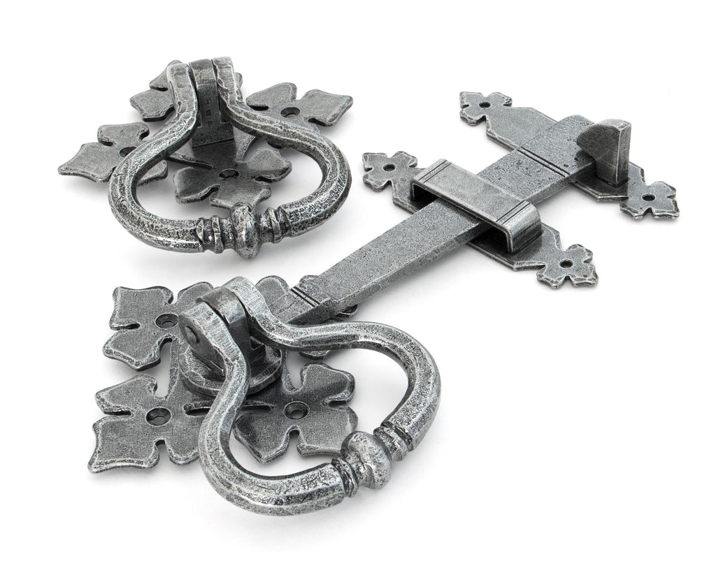 From The Anvil's Pewter Patina Shakespeare Latch Set