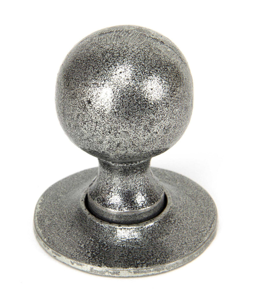 From The Anvil's Pewter Patina Round Mortice/Rim Knob Set