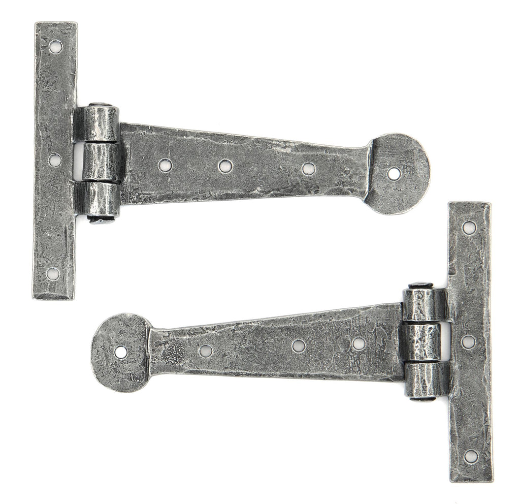 From The Anvil's Pewter Patina Penny End T Hinge (pair)