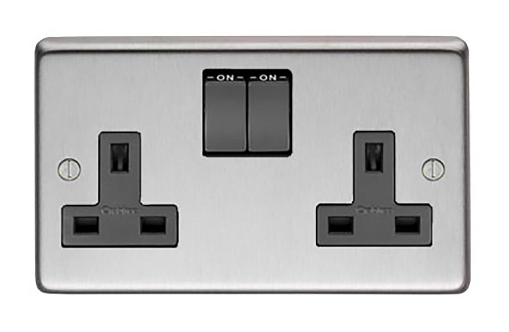 From The Anvil's Satin Stainless Steel 13 Amp Switched Socket