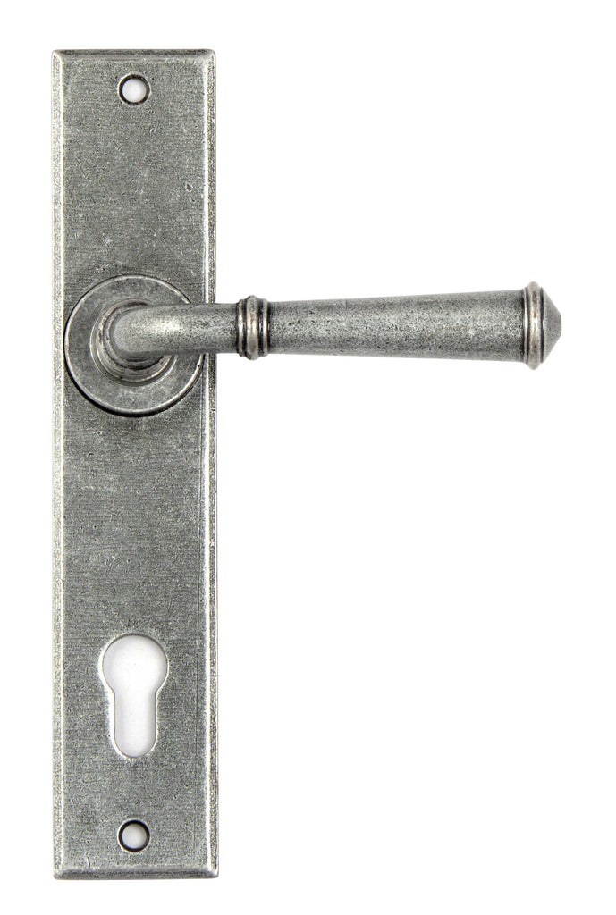 From The Anvil's Pewter Patina Regency Lever Espag. Lock Set