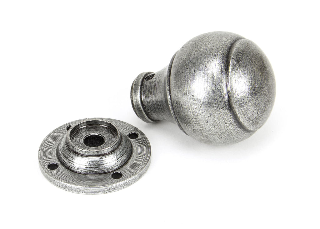 From The Anvil's Pewter Patina Regency Mortice/Rim Knob Set