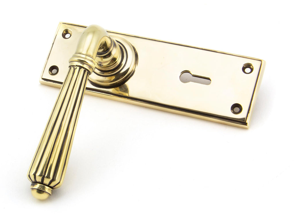 From The Anvil's Aged Brass Hinton Lever Lock Set