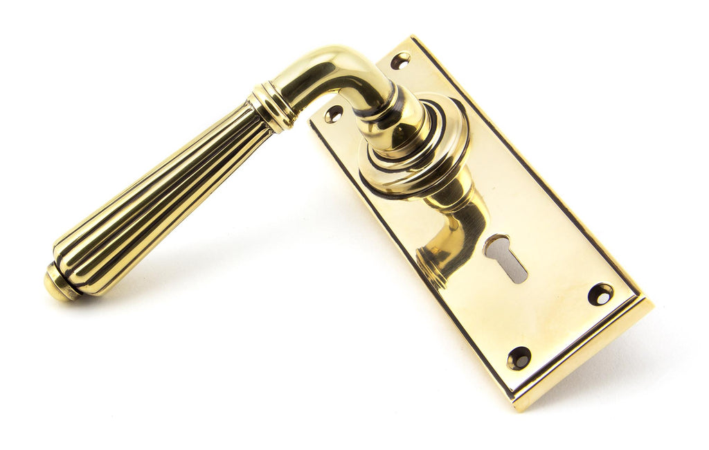 From The Anvil's Aged Brass Hinton Lever Lock Set