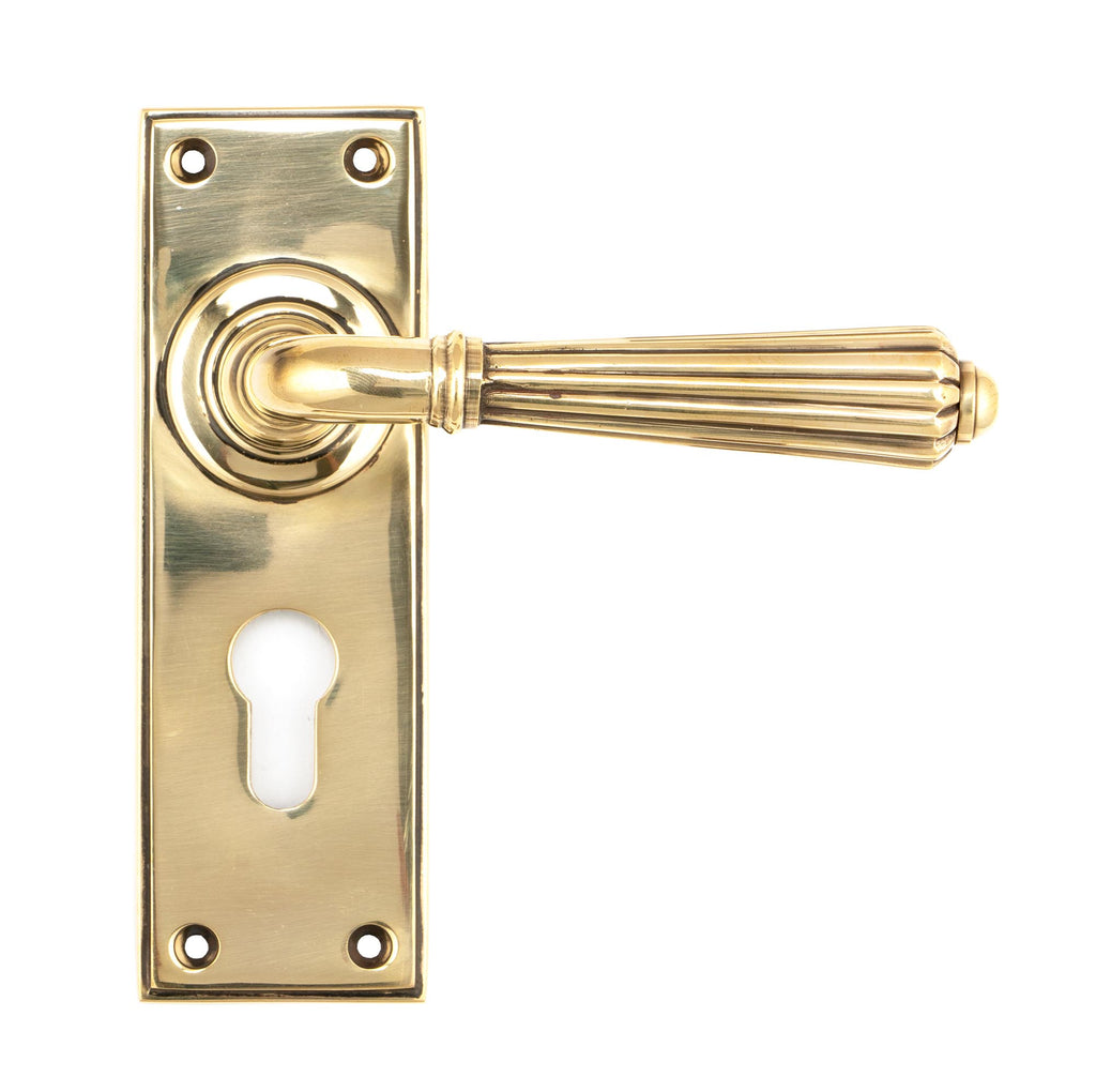 From The Anvil's Aged Brass Hinton Lever Euro Lock Set