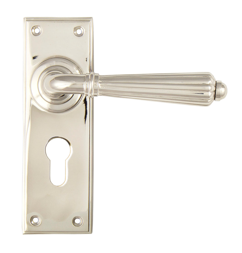 From The Anvil's Polished Nickel Hinton Lever Euro Lock Set