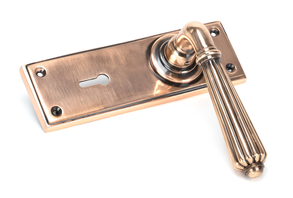 From The Anvil's Polished Bronze Hinton Lever Lock Set