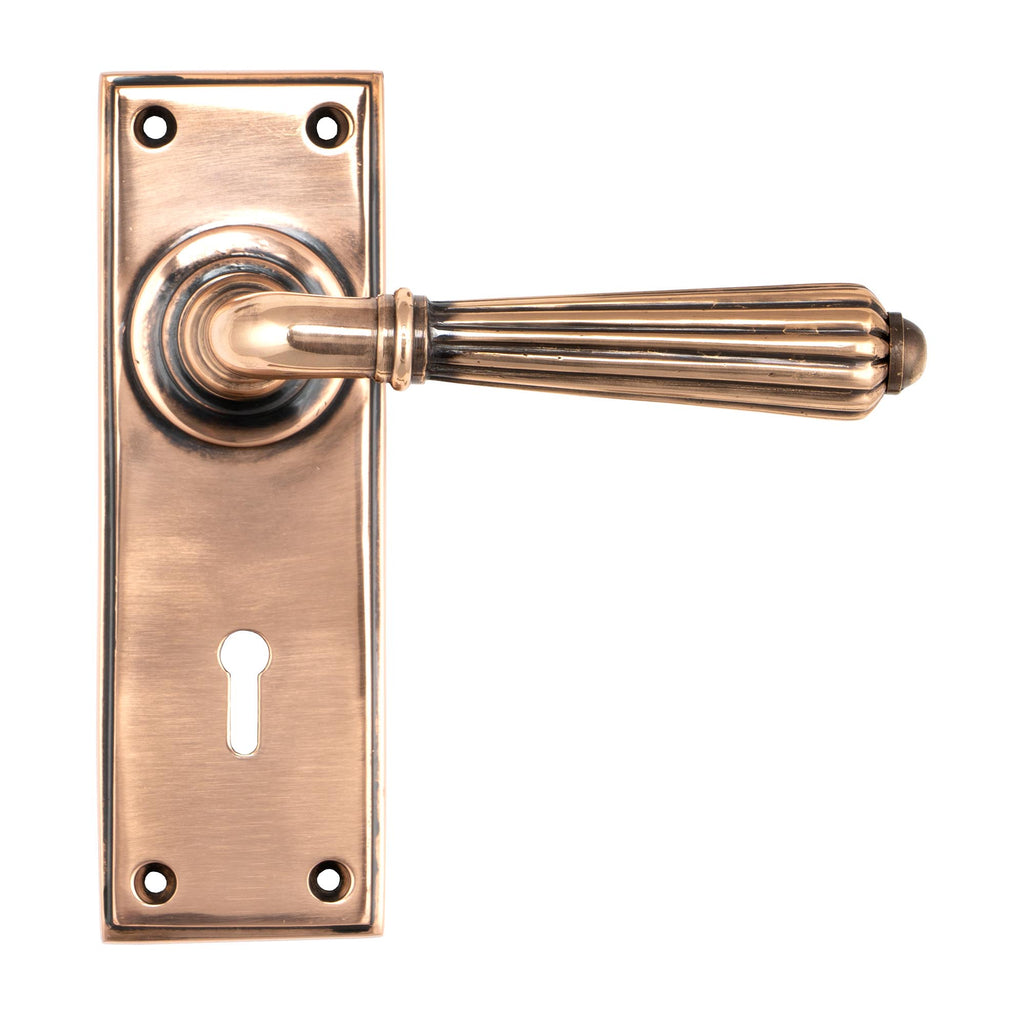 From The Anvil's Polished Bronze Hinton Lever Lock Set