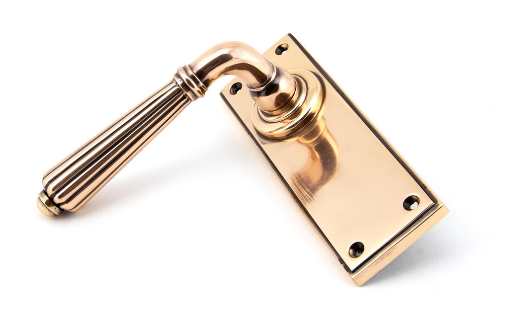 From The Anvil's Polished Bronze Hinton Lever Latch Set