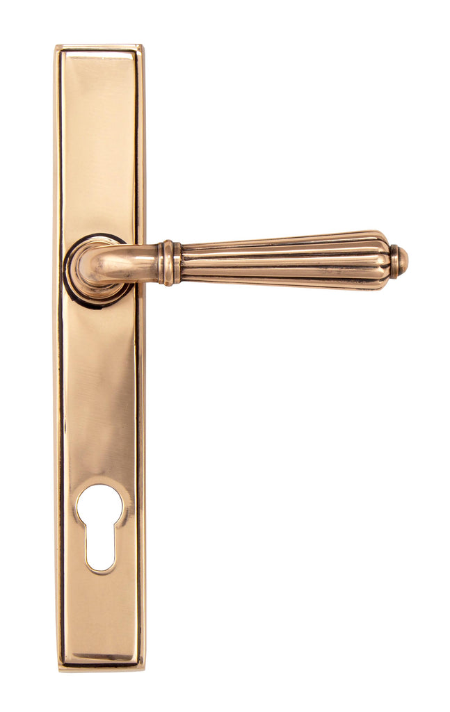 From The Anvil's Polished Bronze Hinton Slimline Lever Espag. Lock Set