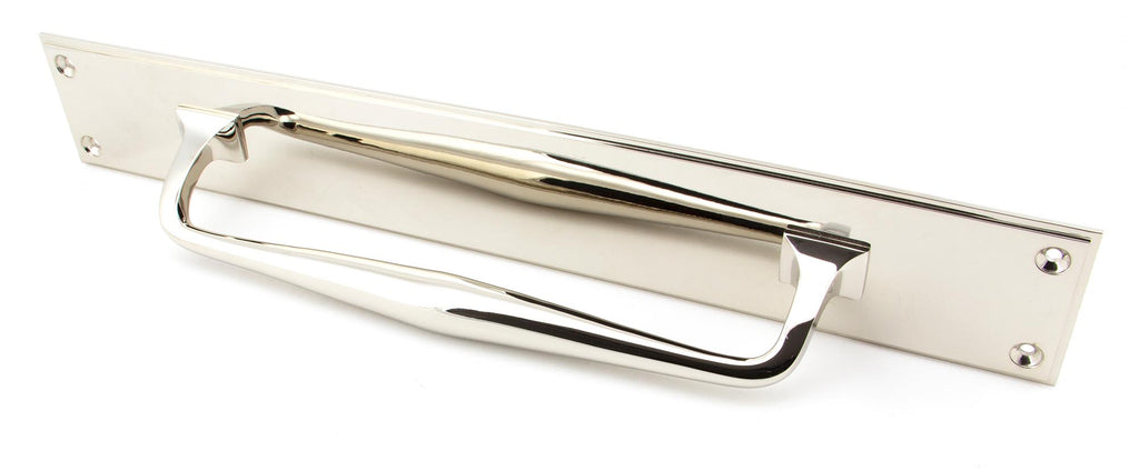 From The Anvil's Polished Nickel Art Deco Pull Handle on Backplate