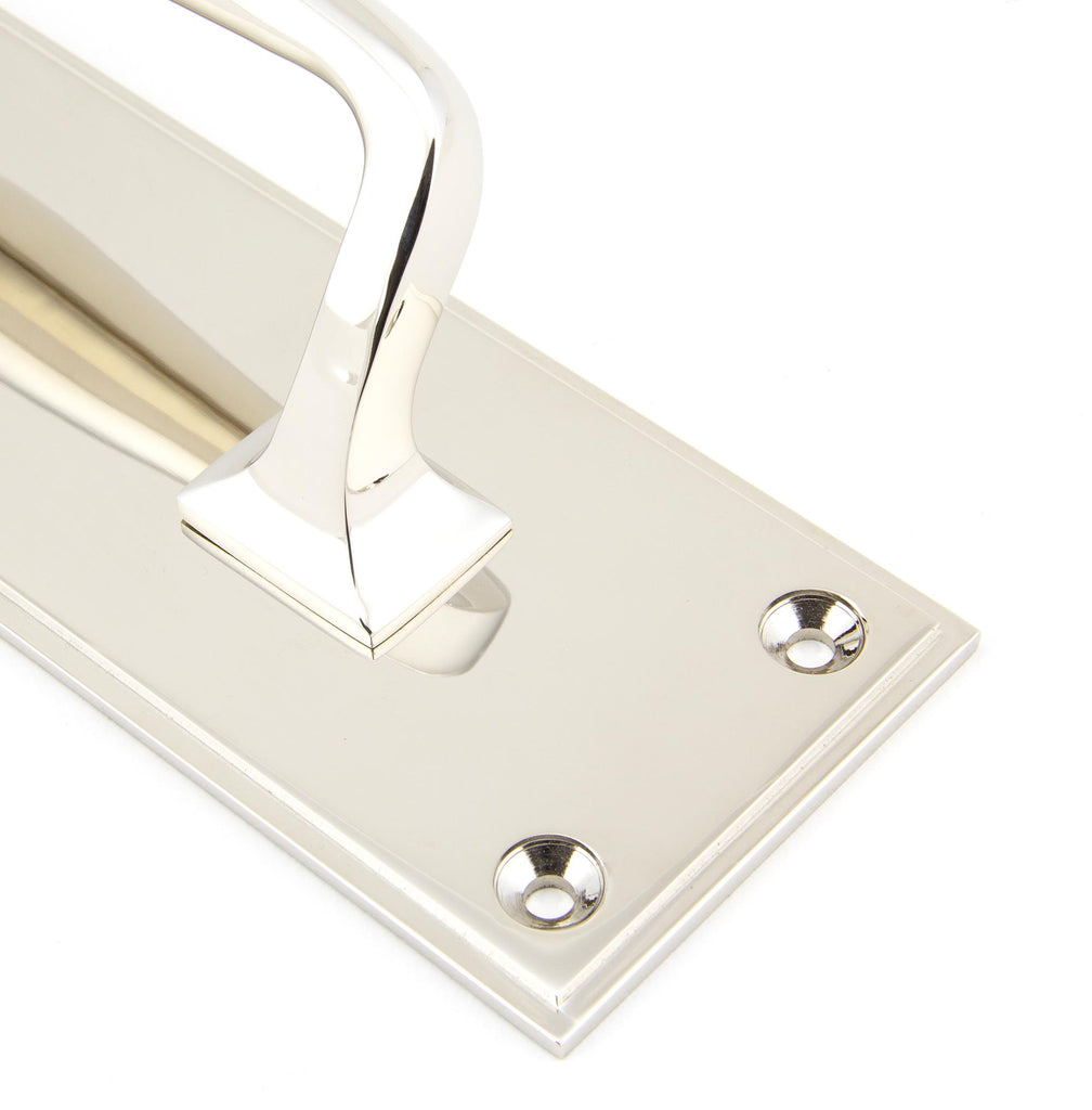 From The Anvil's Polished Nickel Art Deco Pull Handle on Backplate