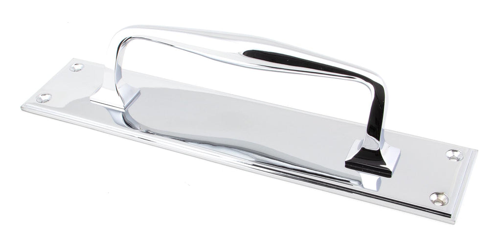 From The Anvil's Polished Chrome Art Deco Pull Handle on Backplate