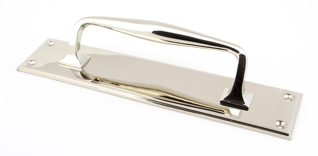 From The Anvil's Polished Nickel Art Deco Pull Handle on Backplate