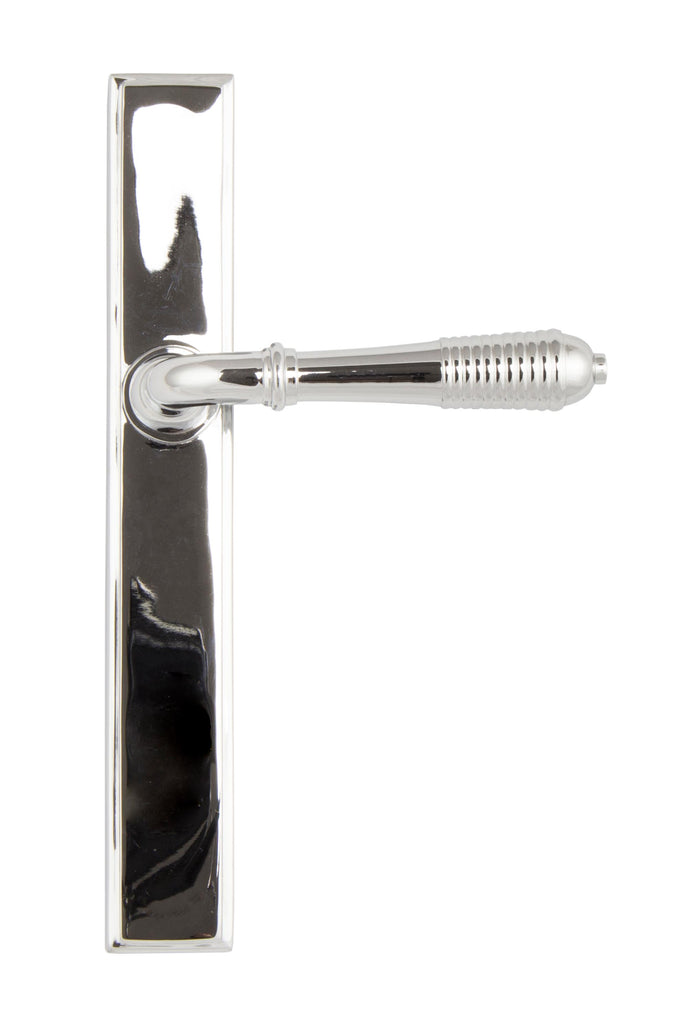 From The Anvil's Polished Chrome Reeded Slimline Lever Espag. Latch Set