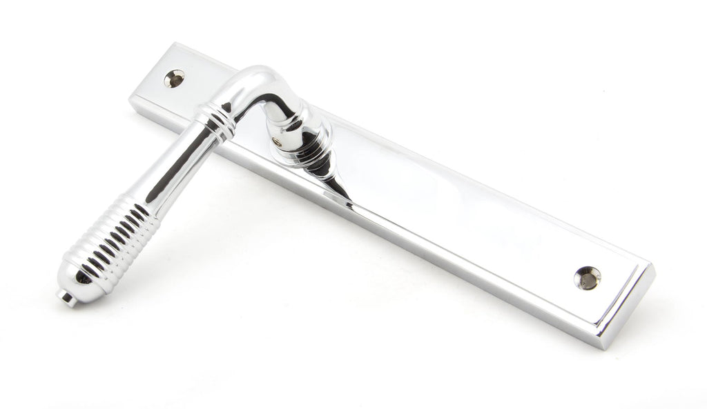 From The Anvil's Polished Chrome Reeded Slimline Lever Espag. Latch Set