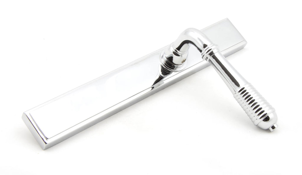 From The Anvil's Polished Chrome Reeded Slimline Lever Espag. Latch Set