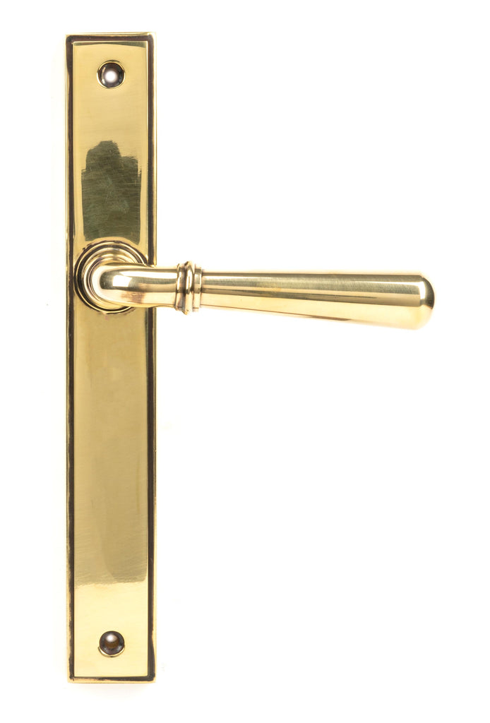 From The Anvil's Aged Brass Newbury Slimline Lever Espag. Latch Set