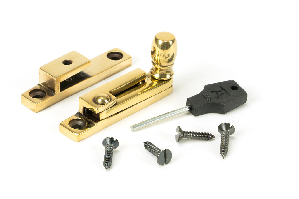 From The Anvil's Aged Brass Mushroom Quadrant Fastener - Narrow