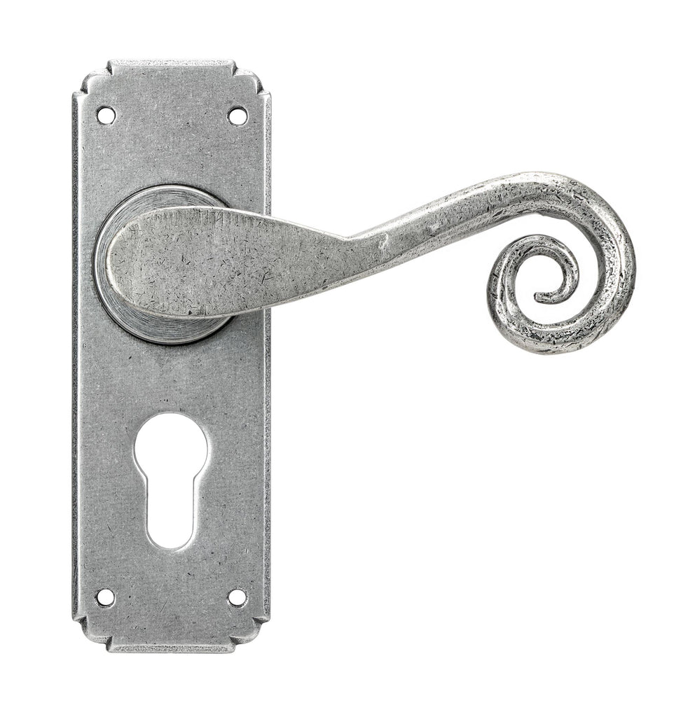 From The Anvil's Pewter Patina Monkeytail Lever Euro Lock Set