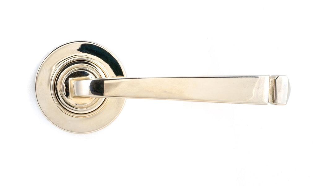 From The Anvil's Polished Nickel Avon Round Lever on Rose Set (Sprung)