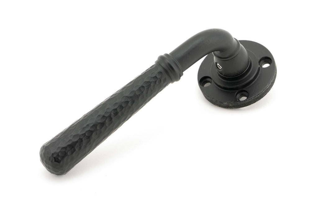 From The Anvil's Matt Black Hammered Newbury Lever on Rose Set (Sprung)