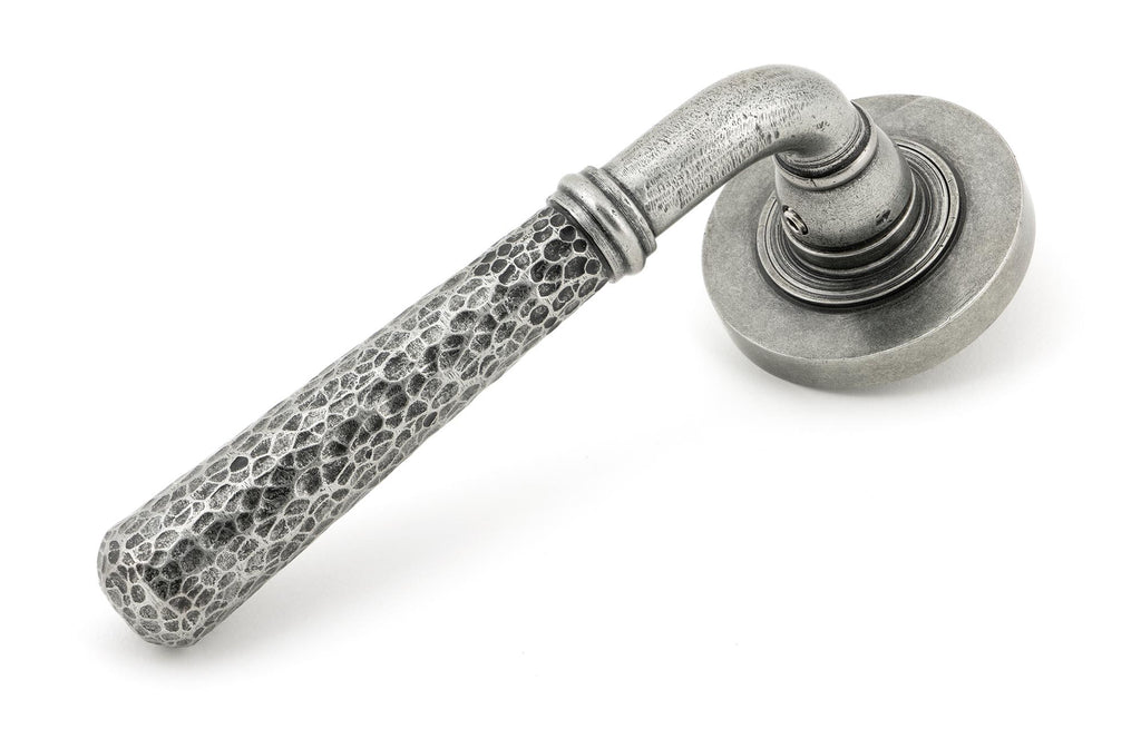 From The Anvil's Pewter Patina Hammered Newbury Lever on Rose Set (Sprung)