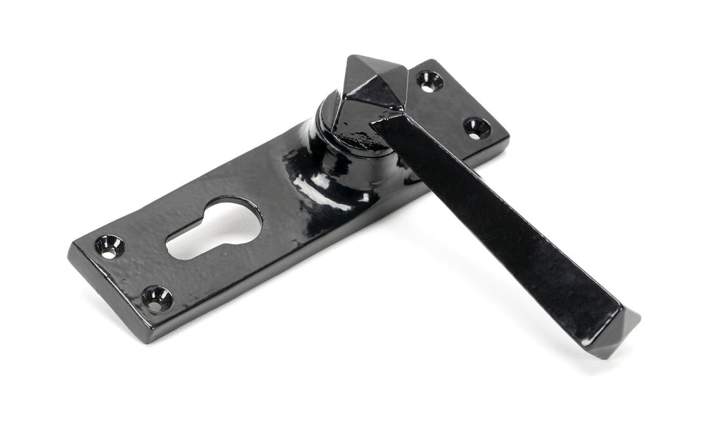 From The Anvil's Black Straight Lever Euro Lock Set