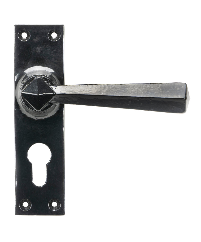 From The Anvil's Black Straight Lever Euro Lock Set