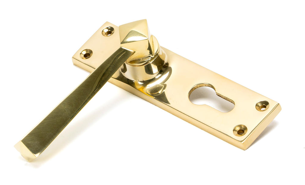 From The Anvil's Polished Brass Straight Lever Euro Lock Set