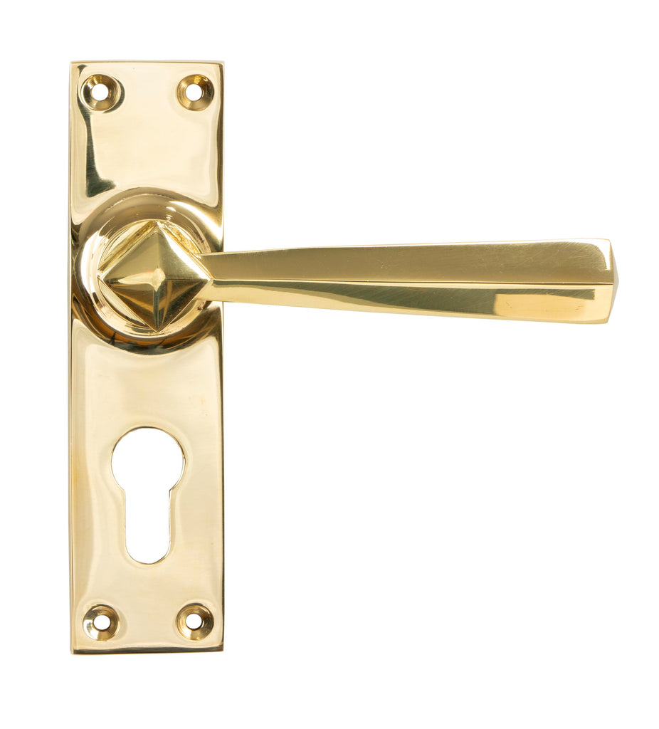 From The Anvil's Polished Brass Straight Lever Euro Lock Set