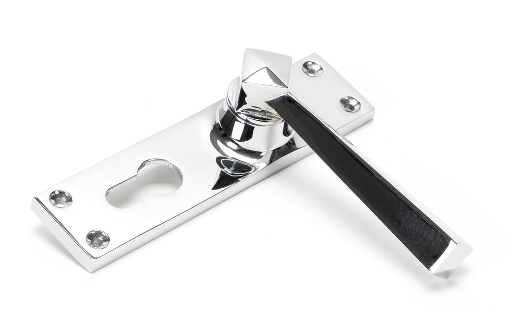 From The Anvil's Polished Chrome Straight Lever Euro Lock Set