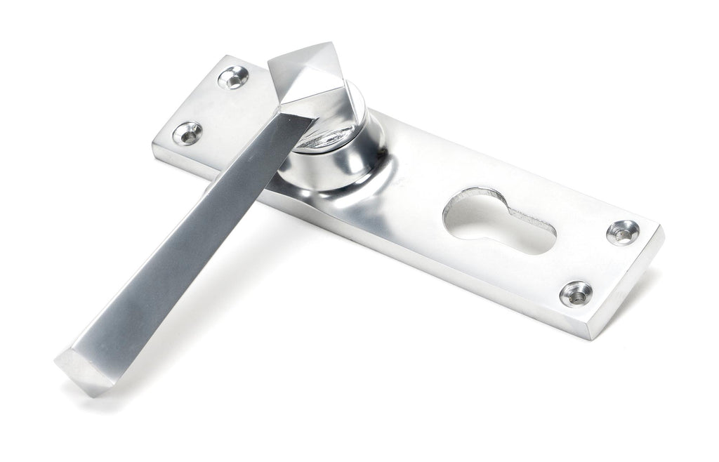 From The Anvil's Satin Chrome Straight Lever Euro Lock Set