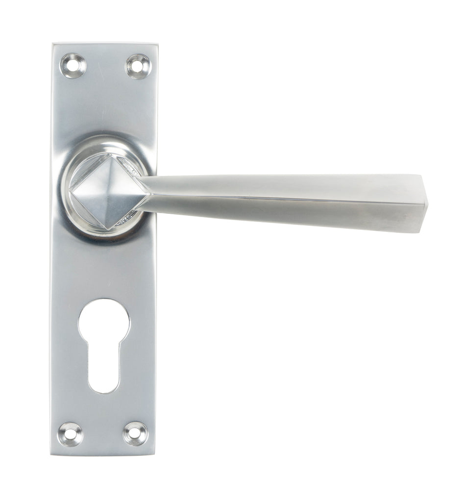 From The Anvil's Satin Chrome Straight Lever Euro Lock Set