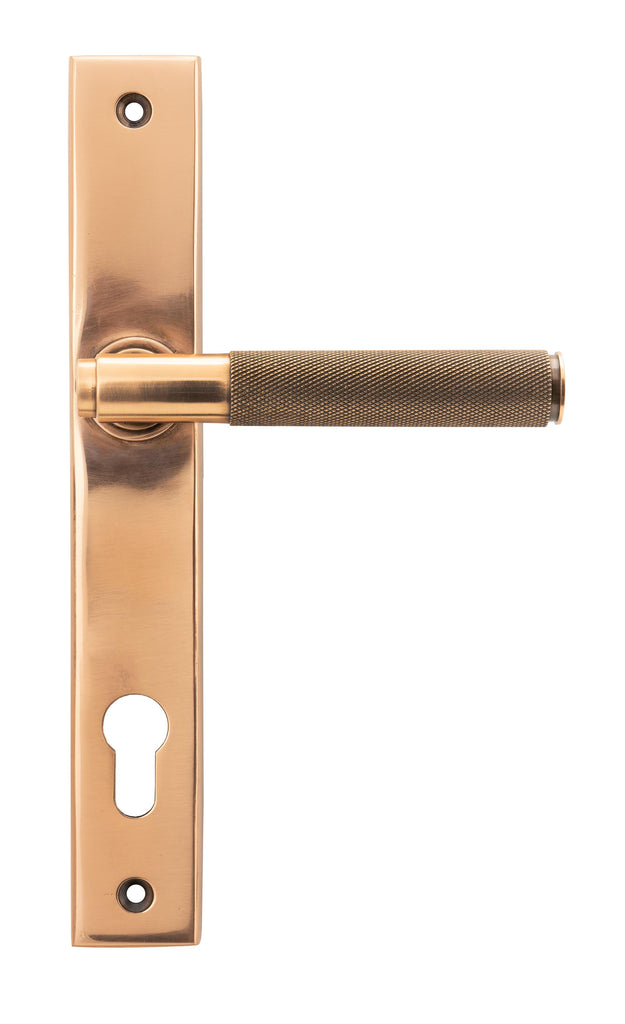 From The Anvil's Polished Bronze Brompton Slimline Lever Espag. Lock Set